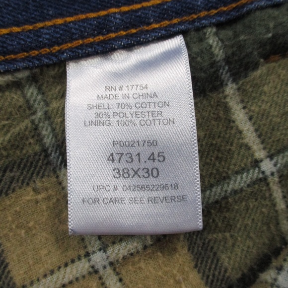 Key Apparel Jeans Men's 38x30 Dark Wash Straight Leg Flannel Lined Denim - Picture 7 of 8